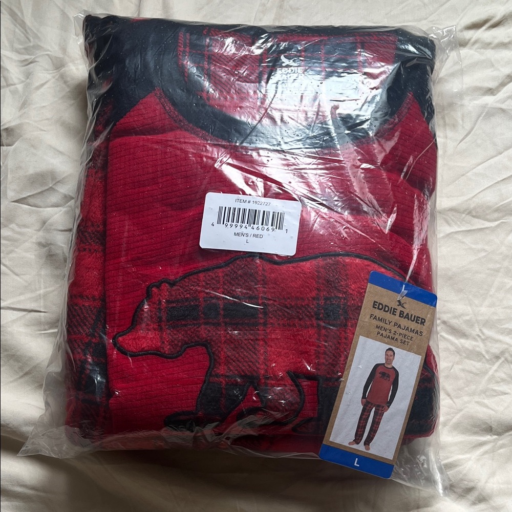Eddie Bauer Red and Black Bear Plaid Pajama Set